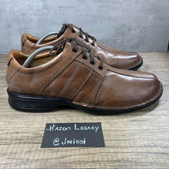 Clarks Collection~Men’s~Brown Leather Soft Cushion Oxford Shoes~Size 10.5 W - Picture 2 of 8